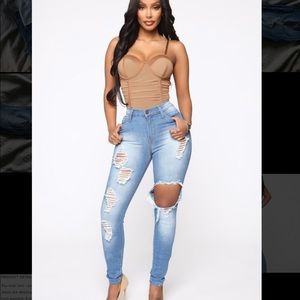 FASHION NOVA Glistening Distressed Skinny Jeans